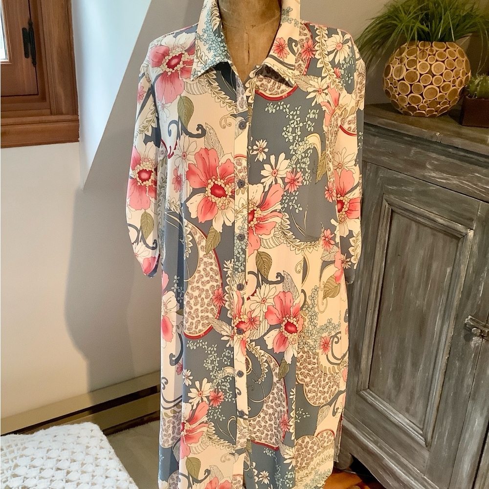 Floral Print Dress or long tunic or cover up.